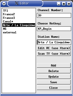 Editeur de canaux